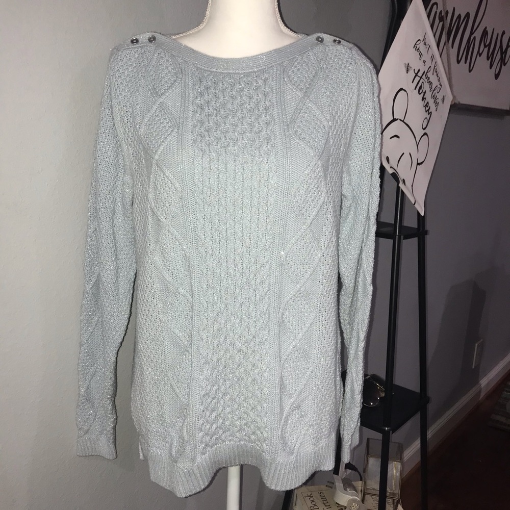 🌵Lands End Blue & Silver Knit Sweaters SZ L